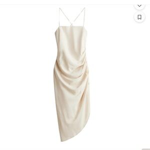 H&M draped linen-blend dress XS side-ruching NEVER WORN